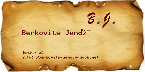 Berkovits Jenő névjegykártya