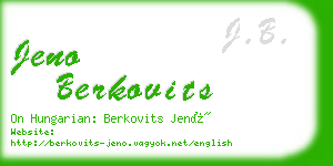 jeno berkovits business card